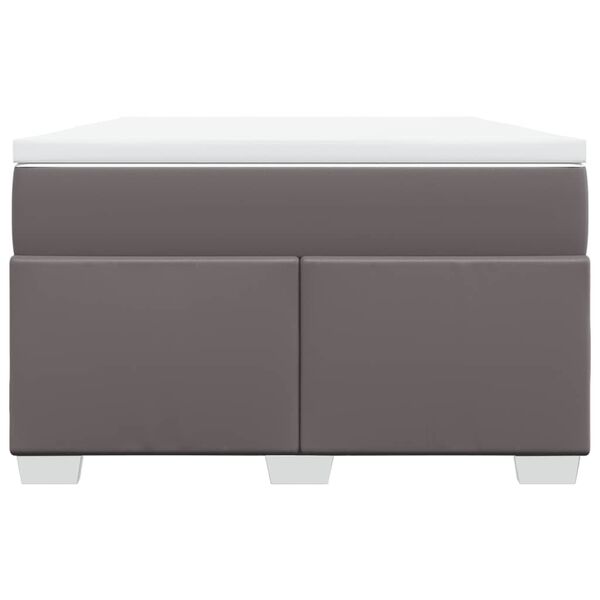 vidaXL Pat box spring cu saltea, gri, 120x200 cm, piele ecologică