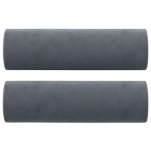 vidaXL Perne decorative, 2 buc., gri &icirc;nchis, &Oslash;15x50 cm, catifea