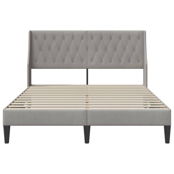 vidaXL Cadru de pat cu headboard Gri deschis 140 x 190 cm Catifea