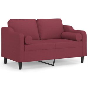 vidaXL Canapea cu 2 locuri cu pernuțe, roșu vin, 120 cm, textil