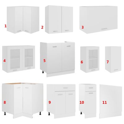 vidaXL Set dulapuri de bucătărie, 11 piese, alb, PAL
