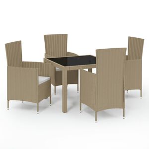 vidaXL Set mobilier grădină cu perne, 5 piese, bej, poliratan