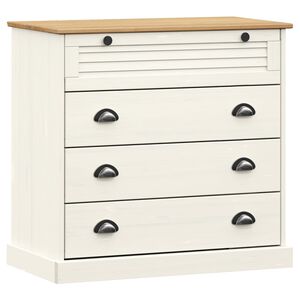 vidaXL Comodă cu sertare VIGO, alb, 80x40x76 cm, lemn masiv de pin