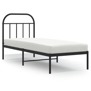 vidaXL Cadru de pat metalic cu tăblie, negru, 75x190 cm