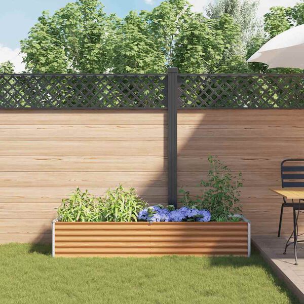 vidaXL Strat &icirc;nălțat de grădină 195 x 50 x 36 cm Oțel Galvanizat