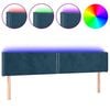 vidaXL Tăblie de pat cu LED, albastru &icirc;nchis, 203x16x78/88 cm, catifea