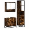 vidaXL Set mobilier de baie, 3 piese, stejar fumuriu, lemn prelucrat