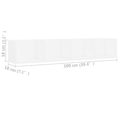 vidaXL Raft de perete pentru CD-uri, alb, 100 x 18 x 18 cm, PAL