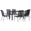 vidaXL Set mobilier de grădină, 7 piese, negru, oțel și textilenă