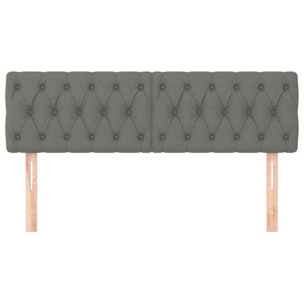 vidaXL Tăblii de pat, gri &icirc;nchis, 160x7x78/88 cm, textil