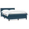 vidaXL Pat box spring cu saltea, albastru &icirc;nchis, 140x220 cm, catifea