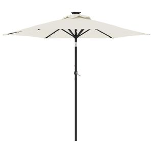 vidaXL Umbrelă soare de grădină st&acirc;lp din oțel/LED alb 225x225x212 cm