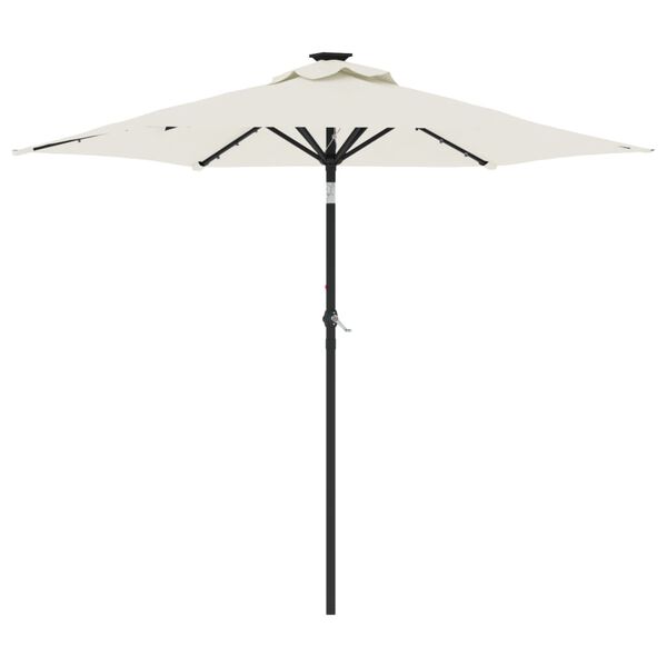 vidaXL Umbrelă soare de grădină st&acirc;lp din oțel/LED alb 225x225x212 cm