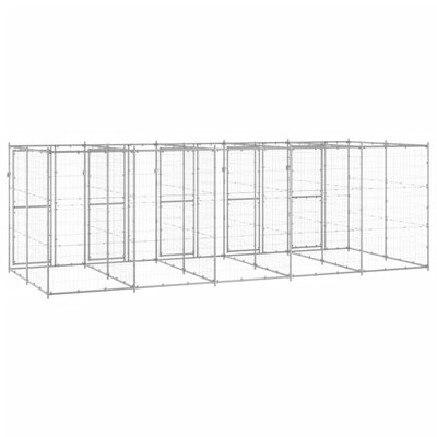 vidaXL Padoc pentru câini de exterior, 12,1 m², oțel galvanizat