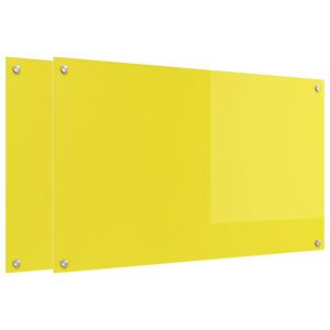 vidaXL Spate de bucătărie 2 pcs Galben 100 x 60 cm sticlă securizată