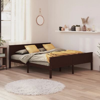vidaXL Cadru de pat, maro închis, 200x200 cm, lemn masiv de pin