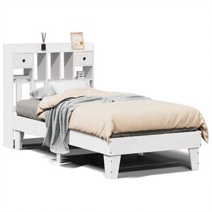 vidaXL Cadru pat fără saltea, alb, 90x190 cm, lemn masiv de pin
