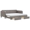 vidaXL Pat de zi cu extensie și sertare, gri taupe, 90x200 cm, textil