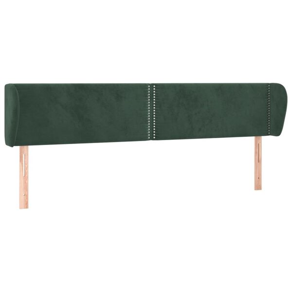 vidaXL Tăblie de pat cu aripioare verde &icirc;nchis 203x23x78/88 cm catifea