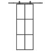 vidaXL Ușă glisantă cu set de feronerie neagră 76x205 cm Sticlă ESG
