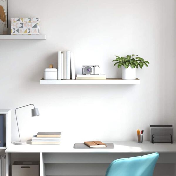 vidaXL Raft de perete suspendat, alb și stejar, 80x23,5x3,8 cm, MDF