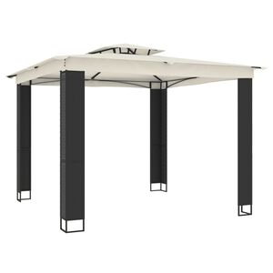 vidaXL Foișor cu acoperiș dublu, crem, 2,94x2,94 m, oțel
