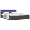vidaXL Cadru pat hidraulic cu LED, gri &icirc;nchis, 180x200 cm, textil