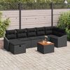 vidaXL Set de canapele pentru grădină cu pernă 8 pcs Negru Rattan poli