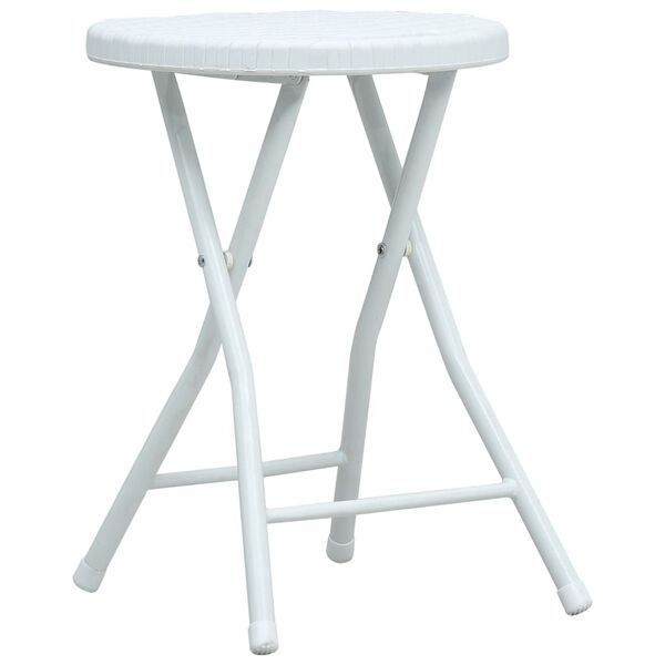 vidaXL Taburete de grădină pliabile, 4 buc., alb, HDPE, aspect ratan