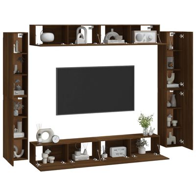 vidaXL Set dulap TV, 8 piese, stejar maro, lemn prelucrat