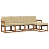 vidaXL Set de canapele de exterior cu pernă 5 pcs Natural și Bej