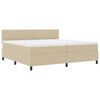 vidaXL Pat cu arcuri cu headboard Gri deschis și alb. 200 x 200 cm