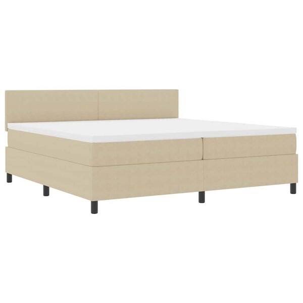 vidaXL Pat cu arcuri cu headboard Gri deschis și alb. 200 x 200 cm