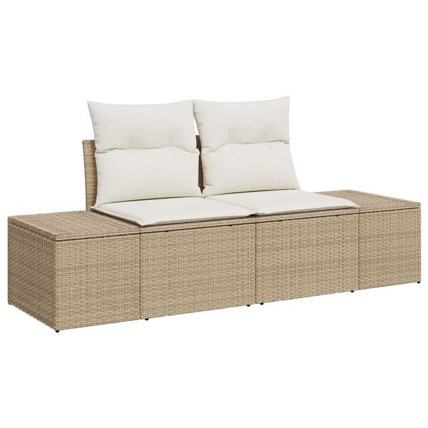 vidaXL Set de canapele pentru grădină cu pernă 9 pcs Bej Rattan poli