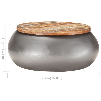 vidaXL Măsuță de cafea, gri, 68x68x30 cm, lemn masiv reciclat
