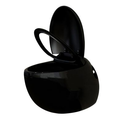 vidaXL Toaletă cu rezervor încastrat, aspect ou, ceramică, negru