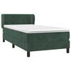 vidaXL Pat box spring cu saltea, verde &icirc;nchis, 100x200 cm, catifea