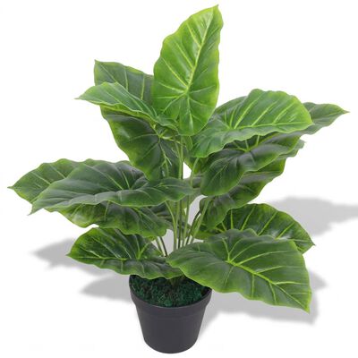 vidaXL Plantă artificială Taro cu ghiveci, 45 cm, verde