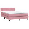 vidaXL Pat box spring cu saltea, roz, 140x210 cm, catifea