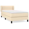 vidaXL Pat box spring cu saltea, crem, 90x200 cm, textil