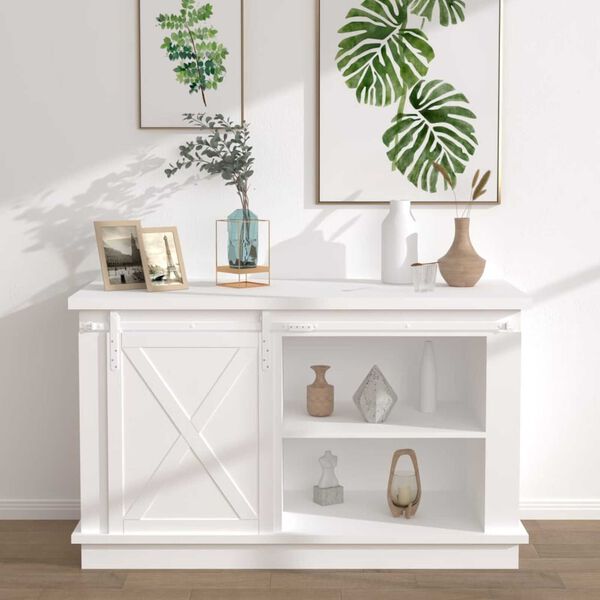 vidaXL Set glisare ușă mini pentru dulap, alb, oțel carbon, 122 cm