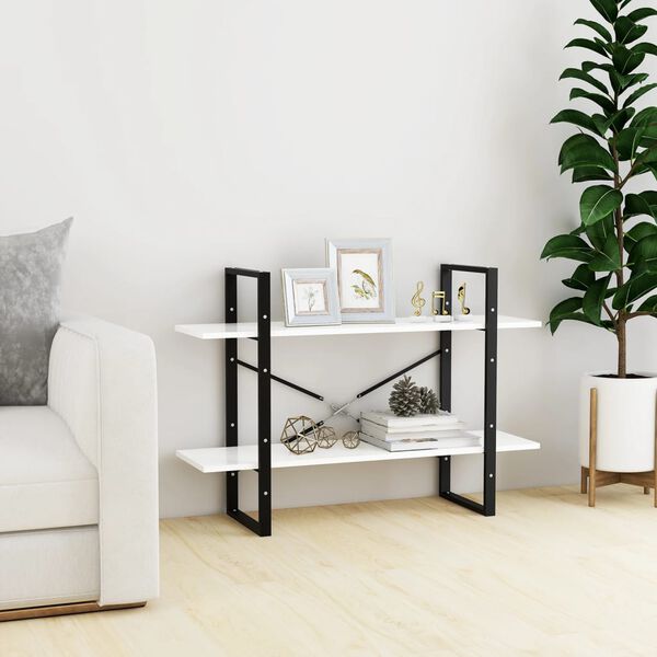 vidaXL Bibliotecă cu 2 rafturi, alb, 100x30x70 cm, PAL