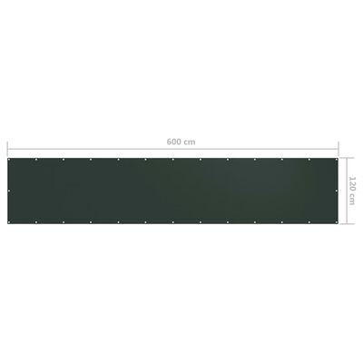 vidaXL Paravan de balcon, verde închis, 120x600 cm, țesătură oxford