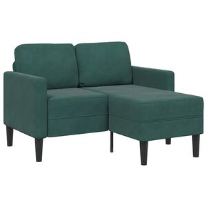 vidaXL Canapea cu 2 locuri cu șezlong &icirc;n formă de L verde &icirc;nchis 125cm