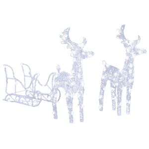 vidaXL Decorațiune de Crăciun cu reni și sanie 160 LED-uri 130cm acril