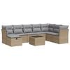 vidaXL Set canapele de grădină, 9 piese, cu perne, bej, poliratan