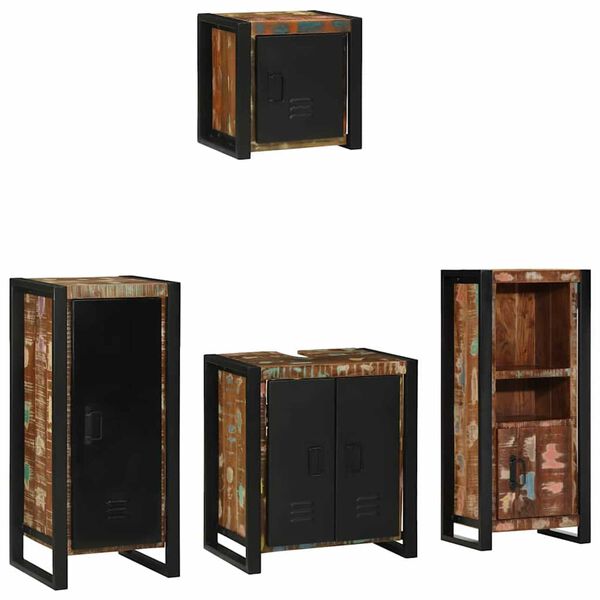 vidaXL Set de mobilier pentru baie 4 pcs Maro Lemn de mango solid