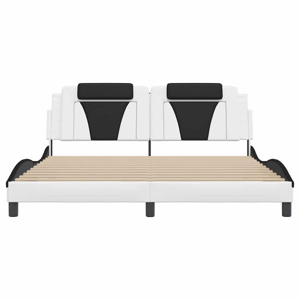 vidaXL Cadru de pat Viana fără saltea alb și negru 180x200cm piele artificială