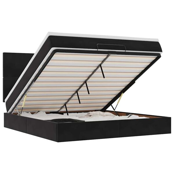 vidaXL Cadru de pat otoman cu saltele, catifea neagră 180x200cm