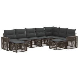 vidaXL Set de canapele pentru grădină 9 buc. Gri și gri &icirc;nchis
